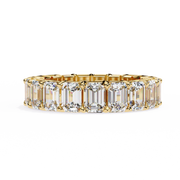 Crescent Bloom – Emerald Cut Lab Diamond Open Band