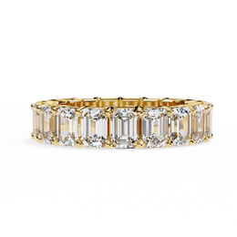 Crescent Bloom – Emerald Cut Lab Diamond Open Band