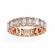 Crescent Bloom – Emerald Cut Lab Diamond Open Band