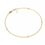 Gold Diamond Station Chain Bracelet