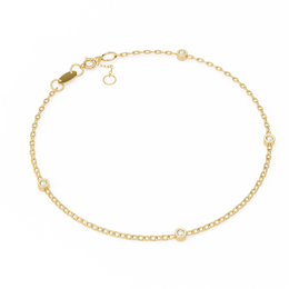 Gold Diamond Station Chain Bracelet