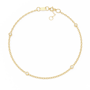 Gold Diamond Station Chain Bracelet