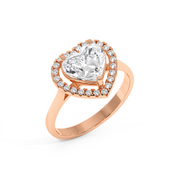 HEART SOLITAIRE HALO RING