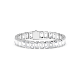Solitaire Emerald Labgrown Diamond Bezel Tennis Bracelet