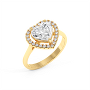 HEART SOLITAIRE HALO RING